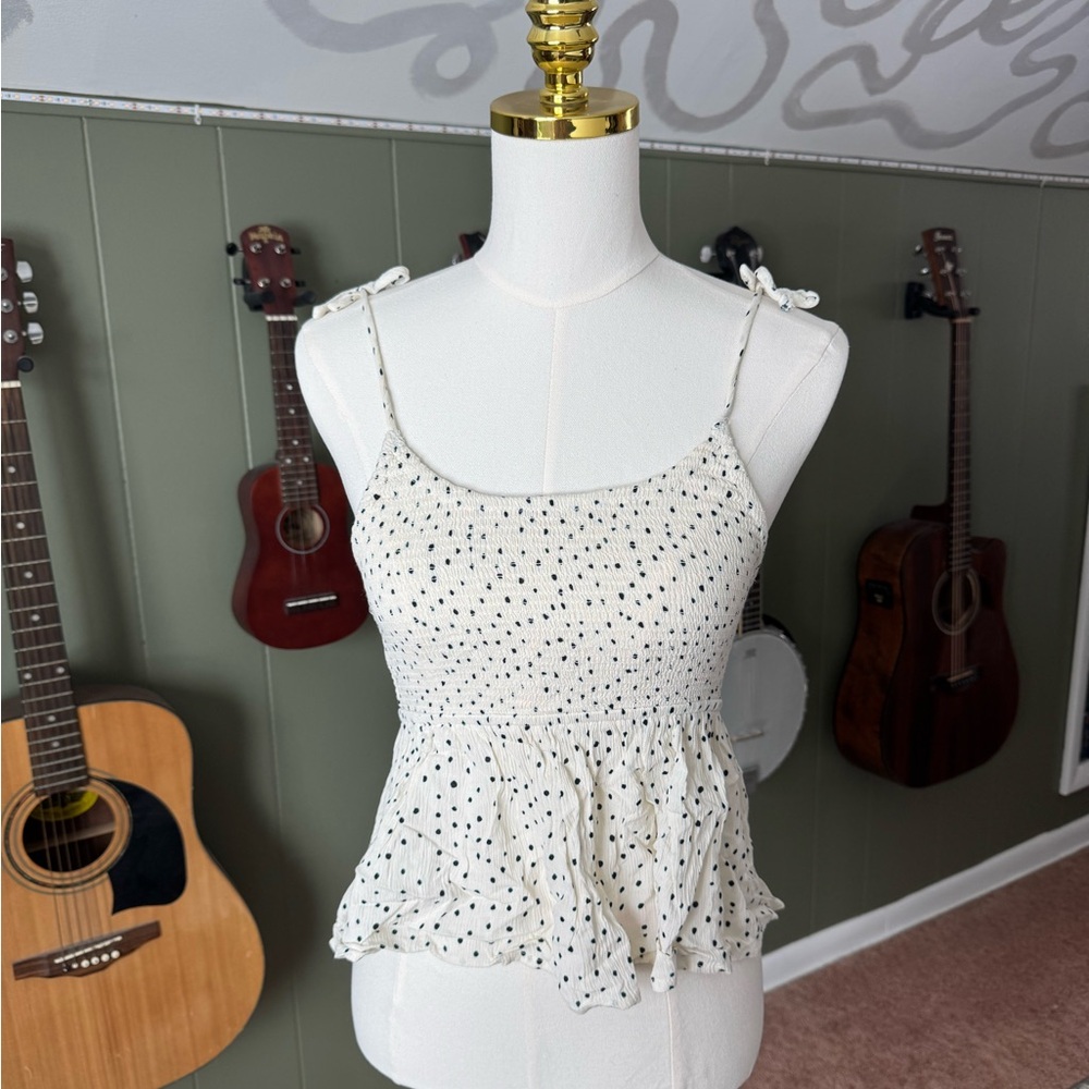 Fitted Peplum Knot-Sleeve Tank Top